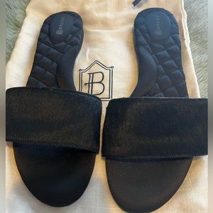 birdies — the sparrow — jet black black calf quilted slides